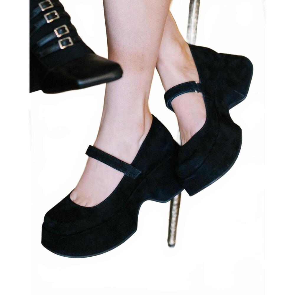 NEW VIC MATIE women's chamois mary jane loafer in black
